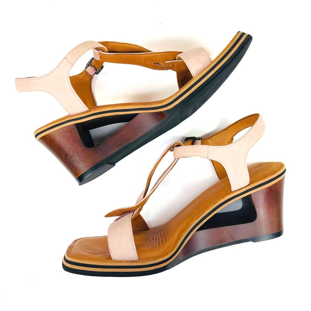 Gentle Souls Pine Heart Blush Pink Leather Wedge Sandals Size 10 - Picture 6 of 7